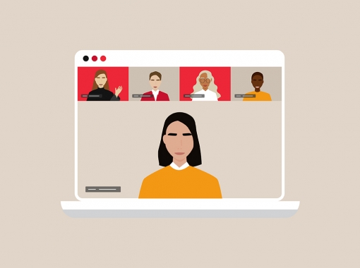Illustration of laptop with people on screen